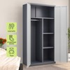 Munora - 70.80 Inch Wardrobe - Gray Metal Lockable Closet with Hanging Rod - Waterproof & Fireproof - 3 of 4