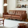 ATJafurn 86 inch Mid Century Modern Brown Leather Couch, Luxury Vintage 3-Seater Tan Sleeper Sofa Sectional Loveseat for Living Room and Office - 4 of 4