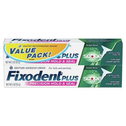 Fixodent Food Seal Plus Scope Denture Adhesive Cream Twin Pack - 2oz - image 1 of 4