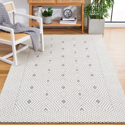 Ivory and Grey Hand Woven Wool Area Rug