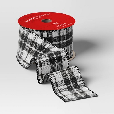 Northlight Black and White Gingham Wired Craft Ribbon 2.5 x 10 Yards