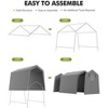 6x8ft Heavy Duty Waterproof Carport Canopy - Galvanized Steel Storage Shelter with Roll-Up Doors, 220GSM Tarp for Motorcycle - 4 of 4