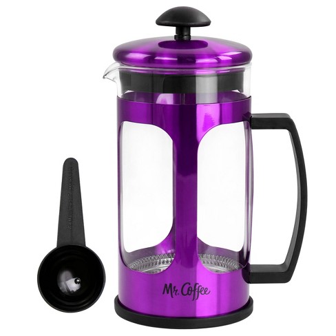 Mr. Coffee 30oz Glass And Stainless Steel French Coffee Press In Purple Target