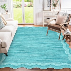 COZONY Scalloped Washable Rug, Non-Slip Low Pile Solid Carpet with Rubber Back for Living Room Bedroom Office - 1 of 4