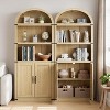 Bookcase with Doors Arched Bookshelf 71.65in Tall Bookcase Farmhouse Cabinet with Shelves Wooden Bookshelves for Home Office, Living Room - 3 of 4