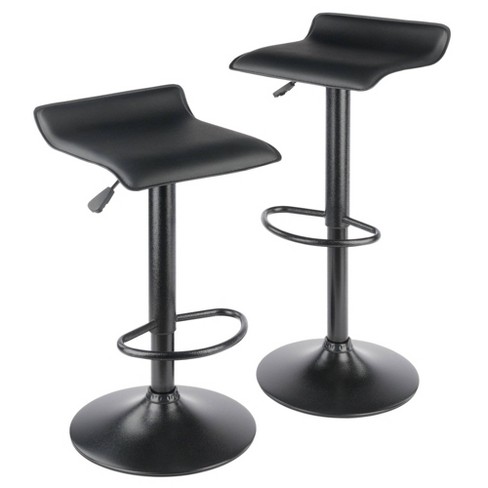 Set Of 2 Obsidian Adjustable Swivel Air Lift Stool Black Winsome