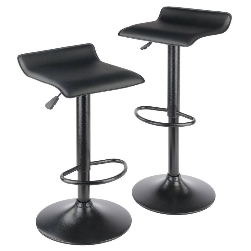 Set of 2 Obsidian Adjustable Swivel Air Lift Stool Black - Winsome, 1 of 12