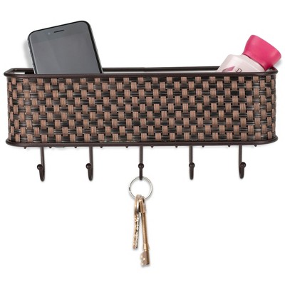 Home Basics Wall Mount Basket Weave Letter Rack Organizer, Bronze