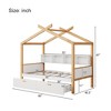 Gulches Twin Size Wooden House Bed with 2 Drawers & 4 Built-in Bookshelves, White & Natural Wood Frame, Kids/Guest Room, Easy Assembly - 2 of 4