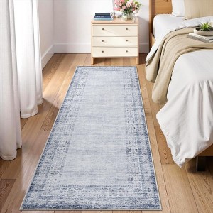 Washable Vintage Runner Rug for Kitchen Non-Slip Soft Carpet, Low Pile Traditional Accent Rug - 1 of 4