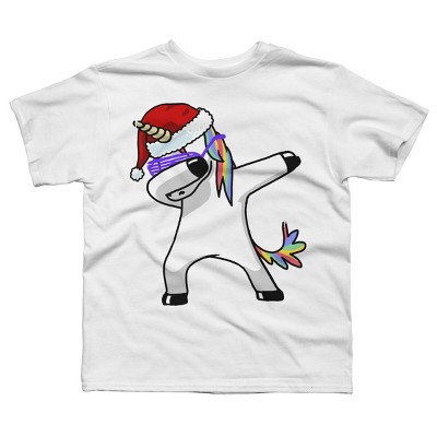 Boy's Design By Humans Dabbing Unicorn Shirt Hip Hop Dab Santa Hat Christmas Shirt V By vomaria T-Shirt