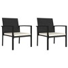 vidaXL Modern Patio Dining Chairs - Set of 2, Outdoor Use Poly Rattan Design in Black with Cream Cushions, Weather-Resistant and Lightweight - 2 of 4