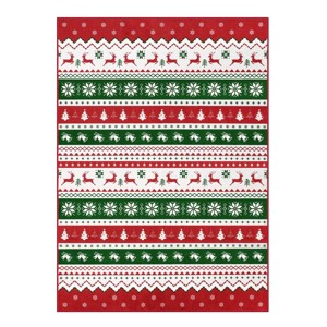 Oversart Christmas Party Machine Washable Area Rug Red/White/Green - 1 of 4