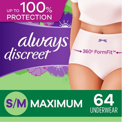 Image of Always Discreet Incontinence & Postpartum Incontinence Underwear for Women - Maximum Protection - S/M - 64ct