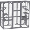 PawHut Catio Outdoor Cat Enclosure, Large Wooden Cat House with 6 Jumping Platforms, Weatherproof Roof, for 1-3 Cats, 59" x 28" x 60", Gray - 4 of 4