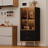 Pantry Cabinet, Freestanding Kitchen Storage Cabinet with Glass Door and 2 Drawers, Modern Kitchen Cupboard with 2 Storage Shelves - 4 of 4