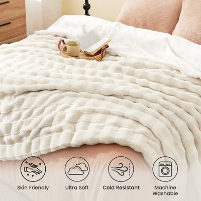 Cozy Bliss Fluffy Faux Fur Throw Blanket Soft Bed Blankets for Sofa Bed