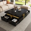 CAVINAS 43.3" Square Coffee Table,MDF Table with 4 Drawers,Gold Accents,Suspended Base,800LBS Capacity,Storage Center Table for Living Room - 2 of 4