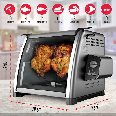 Stainless Steel Countertop Rotisserie Oven with 3 Cooking Functions