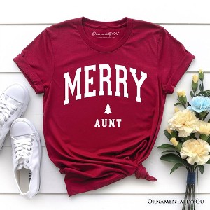 Merry Aunt Retro Christmas T-Shirt, Matching Family Holiday Tee | OrnamentallyYou - 1 of 4