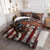 Western Cowboy Comforter Set Queen Size – 3Pcs Bull Riding Quilt with American Flag Print, Rustic Country Bedding for Boys Teens Men Room Decor - 2 of 4
