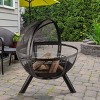 Pure Garden 30" Wood Burning Flaming Ball Round Outdoor Fire Pit With Pivot Spark Screen Brown - image 2 of 4