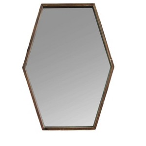 HomeRoots 28" Brown Hexagonal Framed Accent Mirror - 1 of 4