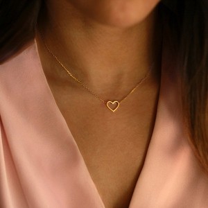 Turandoss Dainty 14K Gold Heart Choker Necklace for Women, Gold Jewelry for Women Trendy, Birthday Gifts for Teen Girls, Adjustable - 1 of 4