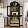 Arched Bookshelf with Doors and Drawers Farmhouse Bookcase Display Storage Shelves 71.4in Tall Display Cabinet Rounded Bookcases - 4 of 4
