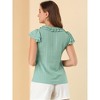 Allegra K Women's Ruffle Sleeve Tie Neck Button Front Flounce Neck Cotton Work Blouse - image 2 of 4