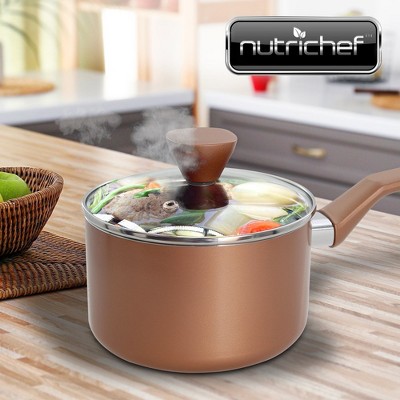 Copper Non-stick Aluminum Saucepan with Lid, 2 QT