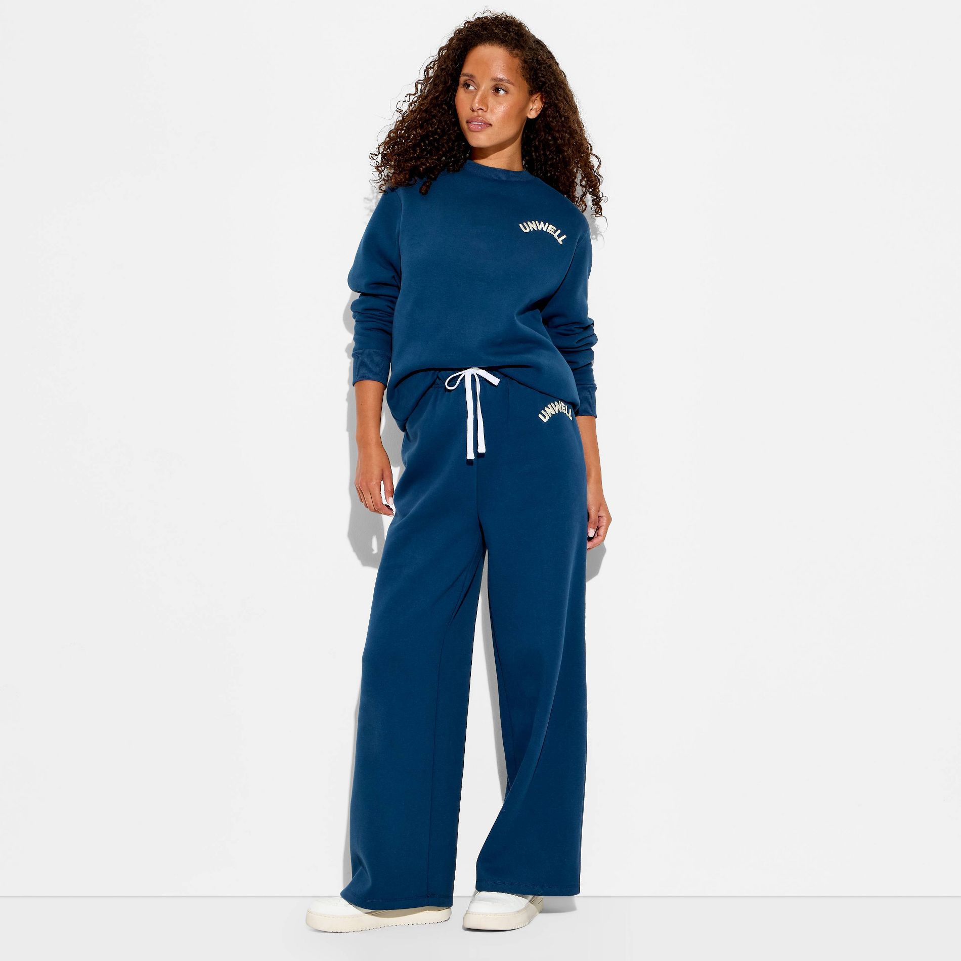Women's Unwell Wide Leg Graphic Sweatpants - Blue M