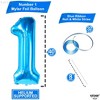 KatchOn, Blue Balloon for First Birthday - 40 Inch | Blue Number Balloon, 1st Birthday Decorations Boy,  Baby Shark Birthday Decorations - 4 of 4