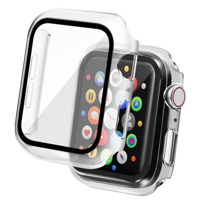 Insten Case Compatible with Apple Watch 40mm Series 6/SE/5/4 - Matte Hard Bumper Cover with Built-in 9H Tempered Glass Screen Protector, Clear