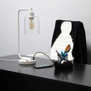 Modern Iron Desk Lamp with USB Port and Glass Shade - Lalia Home - 1 of 4