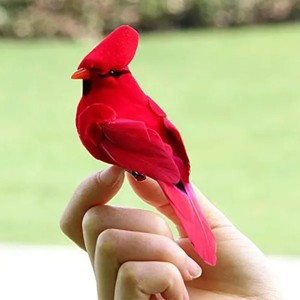 Red Bird Decor Artificial Red Cardinal Birds Artificial Birds Christmas Cardinal Birds for Tree Flower Floral Arrangements Yard Patio Wreath - 1 of 4