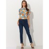 INSPIRE CHIC Women's Ruffled Short Sleeve Floral Mock Neck Summer Top - 2 of 4
