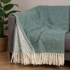 HomeRoots 55" X 70" Sage And White Cotton Blend Woven Chevron Plush Throw Blanket with Fringe - 2 of 4