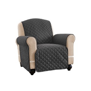 Collections Etc Ultra Reversible Furniture Cover Protector Chair Slate Grey/Silv - 1 of 3