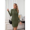 Women's Mock Neck Long Sleeve Bodycon Dress - Ribbed Knit Mini Pencil Dress Green - 4 of 4