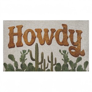Stupell Industries Western Howdy With Cacti Printed Outdoor Imitation Sisal Door Mat, design by Matthew Piotrowicz - 1 of 4