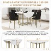 Whisen 5-Piece Space-Saving Dining Set with Extendable Round Marble Table and 4 Upholstered Chairs, Foldable Design for Small Apartments - 3 of 4