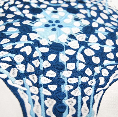 Blue Starfish Embroidered Square Indoor/Outdoor Throw Pillow