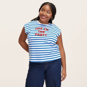 Women's Life of the Party Stripe Sleeveless Graphic T-Shirt -  kate spade new york x Target Blue/White - 1 of 4