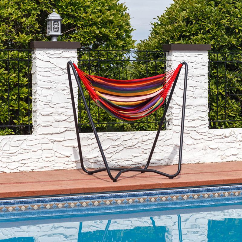 Sunnydaze Hanging Rope Hammock Chair with Space-Saving Stand - 330 lb Weight Capacity, 5 of 9