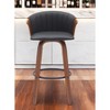 HomeRoots 30" Black And Wood Brown Faux Leather Swivel Bar Height Bar Chair - 2 of 4