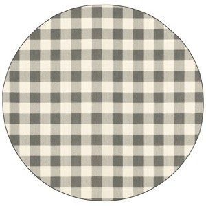 Madeline Border Patio Rug Black/Ivory - Captiv8e Designs - 1 of 3