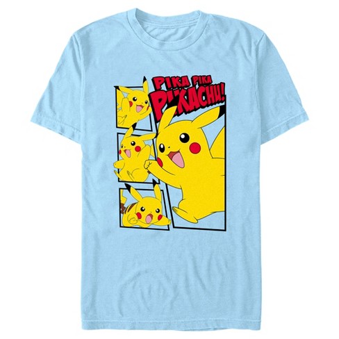 Men's Pokemon Pikachu Comic Panels T-shirt - Light Blue - Medium : Target