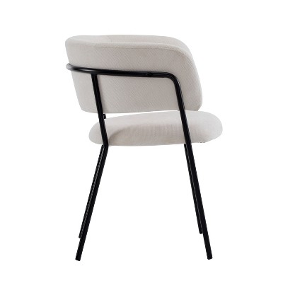 Beige and Black Upholstered Metal Arm Chair Set