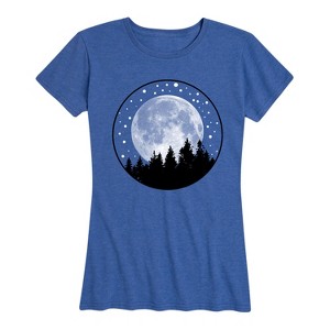 Women's - Instant Message - Full Moon Pine Trees- Women's Short Sleeve Graphic T-shirt Short Sleeve Graphic T-Shirt - 1 of 4